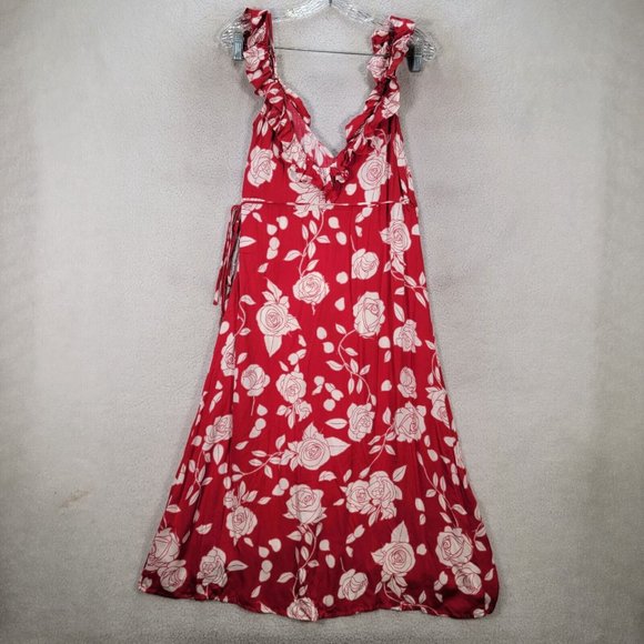 NWT Disney by MinkPink Enchanted Rose Floral Print Ruffled Sexy Wrap Dress - Picture 12 of 16